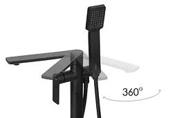 Змішувач для ванни Corsan Trino black mat підлоговий CMB7159BL Чорний матовий - мініатюра 9