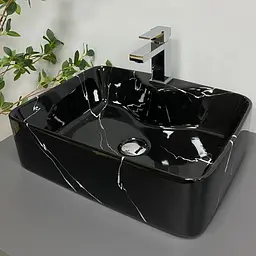 Умивальник VBI Forli black marmo glossy накладний VBI-011107, Чорний