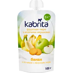 Пюре фруктове Kabrita Банан з печивом з козячими вершками та яблучним пюре 100 г