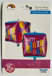 Фольгована кулька Mcolour Balloon куб “Happy Birthday ” наповнення повітрям або гелієм для тематичних вечірок Фіолетовий - мініатюра 2