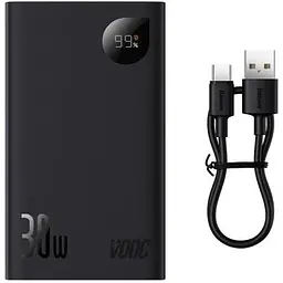 Портативна батарея Baseus 20000mAh 30W Adaman 2 + кабель USB для Type-C 0.3m PPAD050101 чорна - мініатюра 6