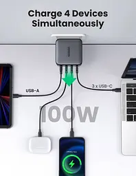 Універсальний портативний швидкий зарядний пристрій Ugreen CD226 GaN 100W 3C1A на 4 USB - мініатюра 6