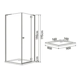 Душова кабіна Volle Benita 90x90 10-22-905Rglass - мініатюра 5