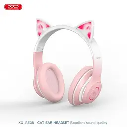 Бездротові навушники XO BE38 Cats Ear з вушками кота Гарнітура стерео рожева - мініатюра 5