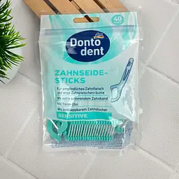 Флос-зубочистки Dontodent Zahnseide Sensitive з футляром (нейтральний смак, невощені), 40 шт