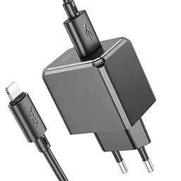 Мережевий зарядний пристрій з кабелем Hoco CS11A Ocean single port charger set(iP) чорний - мініатюра 3