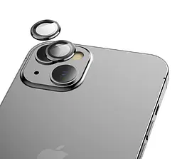 Захисне скло DK для Apple iPhone 13 на камеру Lens Metal Ring Eagle Eye 015731 black 2 шт. - мініатюра 4