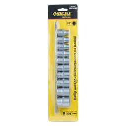 Набір насадок Sigma шестигранних 1/2" на планці 10 шт CrV (6003681) - мініатюра 5