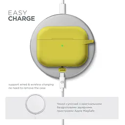 Силіконовий чохол для навушників Apple AirPods Pro 2 2022, Hang Case, жовтий, ультратонкий захисний кейс товщиною 2 мм, захист від подряпин, пилу та ударів, компактний, з карабіном для кріплення, ArmorStandart (ARM68593) - мініатюра 7
