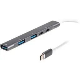 Концентратор Maxxter USB-C to 1xUSB 3.0 + 2xUSB 2.0 + 1xUSB-C PD100W + 1xUSB-C (HU3C-4P1PD-01)