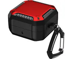 Чохол Primo Magnet Lock Rugged TPU для навушників Samsung Galaxy Buds 4 / Buds 4 Pro з карабіном - Black/Red