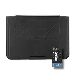 Чохол-конверт для ноутбука 16 , Laptop Sleeve Stand YL7 чорний, універсальний, з підставкою, магнітна застібка, захисний чохол зі штучної шкіри з підкладкою та внутрішньою кишенею, ArmorStandart (ARM69064)