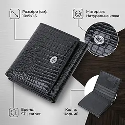 Компактний жіночий гаманець з натуральної лакованої шкіри ST Leather 22688 чорний - мініатюра 3