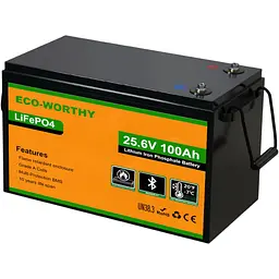 Акумулятор Eco-Worthy LiFePO4 24V (25.6V/100Ah/2560Wh) (Eco-Worthy-251002) [164644]