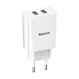 Адаптер мережевий BASEUS Speed Mini Dual U Charger 2USB вихода 10.5W біле (CCFS-R02) - мініатюра 2