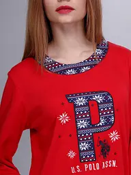 Женская пижама U.S. Polo Assn с длинным рукавом L красная (15521) - миниатюра 2