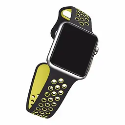 Спортивний ремінець з перфорацією Primo для годинника Apple Watch 42 мм, 44 мм, 45 мм розмір S- Black Yellow - мініатюра 4