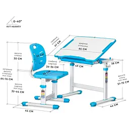 Комплект меблів Evo-Kids Blue: стіл+стілець+полиця+лампа (BD-24 BL) - мініатюра 2