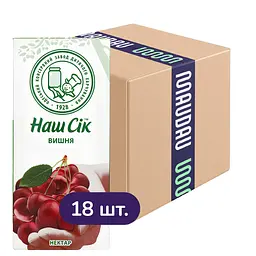 Упаковка нектара Наш Сік Вишневый 5.94 л (0.33 л х 18 шт.)