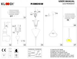 Світильник підвісний KLOODI DECO PE-CONI310 5W 3K BK - мініатюра 2