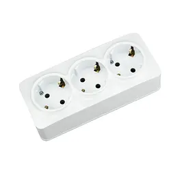 Розетка Horoz Electric Power max-3 Eva, потрійна накладна з з/к, біла