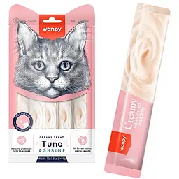 Ласощі для котів рідкі Wanpy Creamy Lickable Treats Tuna & Shrimp тунец з креветками 5х14 г