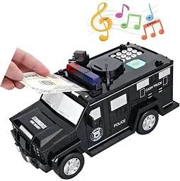 Поліцейська машина Cash Truck з кодовим замком купюропріємником і відбитком пальця Чорна - мініатюра 3