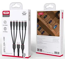 Кабель XO USB NB196 6in1 3.5A 3.0m Black (G-000001700) - мініатюра 2