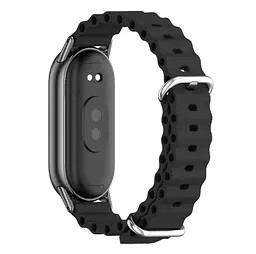 Силіконовий ремінець Mijobs Ocean для фітнес браслета Xiaomi Smart Band 9 Black - мініатюра 3
