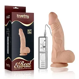 Вібратор Lovetoy 9 Real Extreme Dildo Vibrating Реалістичний з пультом та присоскою, 23х5 см тілесний - мініатюра 4