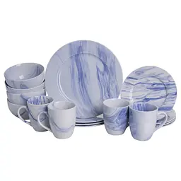 Столовий набір посуду Yiwu Marble Clara 16 предметів на 4 персони порцеляновий Синій - мініатюра 7