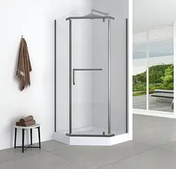 Душова кабіна з низьким піддоном Mixxus Lines SCT01-90x90x198-TR прозоре скло 6 мм graphite MI6914, Універсальна, прозорий, графіт - мініатюра 5