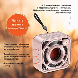 Портативна міні-колонка 5W BT/TF/USB/AUX 5 Вт, рожевий Smart X DW12P - мініатюра 3