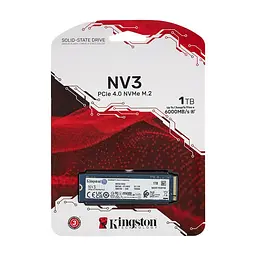 SSD накопитель NVMe M.2 2280 1TБ Kingston NV3 PCI-Ex 4.0x4 4000/6000 МБ/с (SNV3S/1000G)