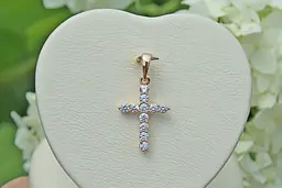 Хрестик Xuping Jewelry з камінням 2 см золотистий - мініатюра 2