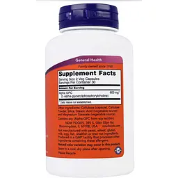Альфа гліцерофосфохолін Now Foods Alpha GPC 300 мг 60 капсул - мініатюра 2