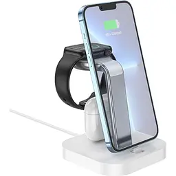 Бездротовий зарядний пристрій Hoco Graceful Magsafe 3in1 Wireless Fast Charger 15W CW43 White [97882] - мініатюра 2