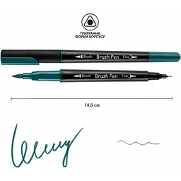 Маркер акварельний Santi Brush Pen SW-16 синьо-зелений двосторонній 6 шт. (391016) - мініатюра 2