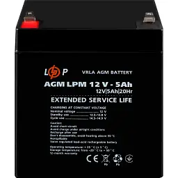 Акумулятор LogicPower AGM 12V (12V/5Ah/60Wh) (3861) [109907] - мініатюра 2