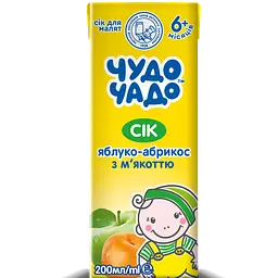 Уцінка. Сік Чудо-чадо Яблучно-абрикосовий з м'якоттю, 200 мл 