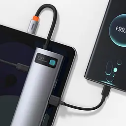 USB-Хаб Baseus USB-C Metal Gleam Series 8in1 Grey (CAHUB-CV0G) - мініатюра 4