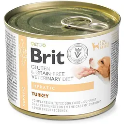 Корм вологий Brit VetDiet Hepatic для собак для підтримки функцій печінки з індичкою 200 г