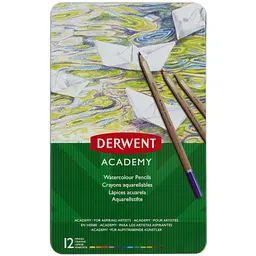 Набір акварельних олівців Academy Watercolour, 12 шт., металева коробка, Derwent (5028252269902)