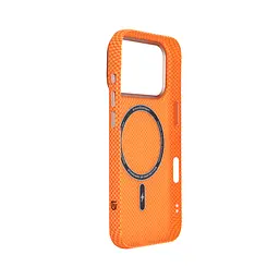 Карбоновый чехол для Apple iPhone 17 Pro, LikeCarbon2 SE MagCase, оранжевый, тонкий защитный чехол-панель из поликарбоната с магнитами N52, MagSafe, противоударный, совместим с беспроводной зарядкой, приподнятые края для защиты камеры - мініатюра 4
