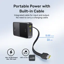 Зовнішній акумулятор Baseus EnerFill FC51 Bipow2 Pro 20000mAh with Built-in USB-C Cable E0027701 - мініатюра 8