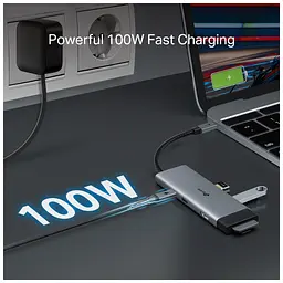 Концентратор TP-Link USB-C 7-in-1 3xUSB + HDMI + SD/TF + USB-C PD100W (UH7021C) - мініатюра 9