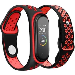 Ремінець Becover Vents Style для Xiaomi Mi Smart Band 5 / Mi Smart Band 6 Black-Red (705153) - мініатюра 2