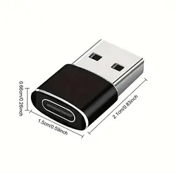Перехідник з USB на Type-C OTG, USB Type-C. Чорний - мініатюра 6