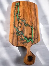 Дошка для нарізання Декоративна кухонна дошка для нарізки з Горіха 53x24x2 см. №9 - мініатюра 6