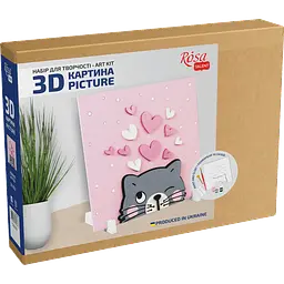 Картина 3D, Кошеня , МДФ ґрунтоване, 18х18см, ROSA TALENT
